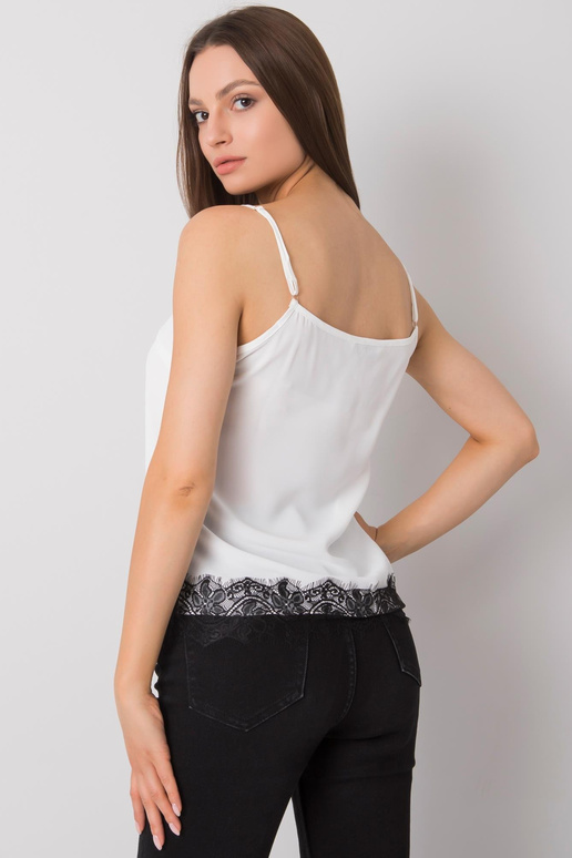 Bílo-černý dámský top s krajkou Leyla