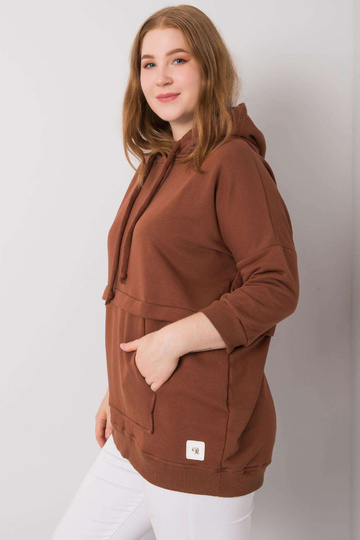 Tmavě hnědá mikina nadměrné...