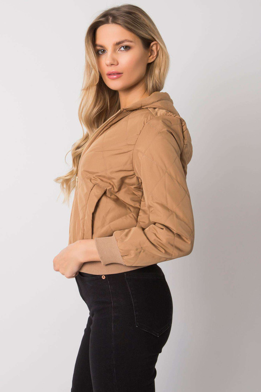 Tmavě béžová prošívaná bunda s kapucí...