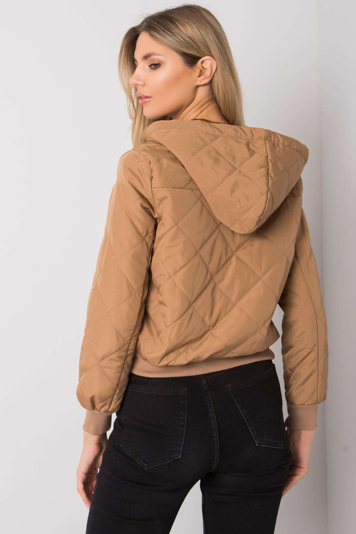 Tmavě béžová prošívaná bunda s kapucí...