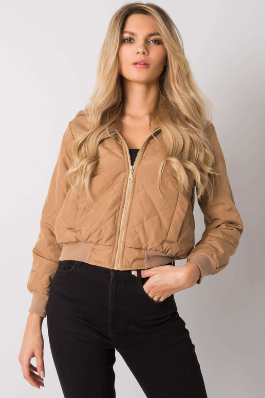 Tmavě béžová prošívaná bunda s kapucí...