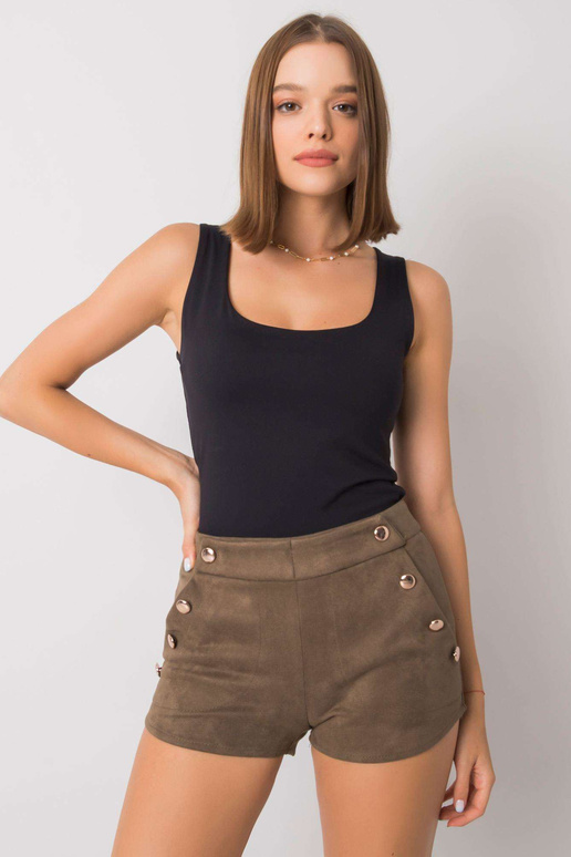 Khaki Button Shorts Jaylah RUE PARIS