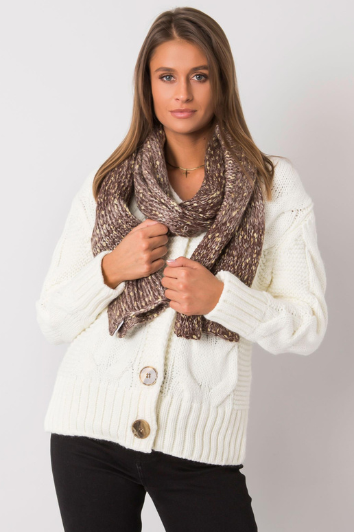 Hnědý dámský šátek se zlatou nití