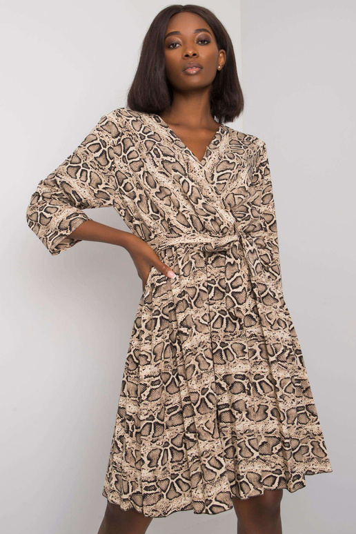 Béžové a černé šaty s potisky Fatimah Béžové a černé šaty s potisky Fatimah