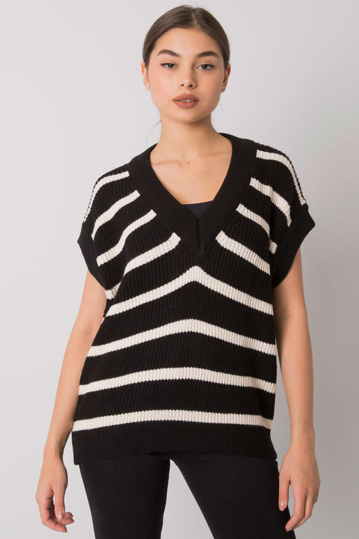 Černo-krémová pletená vesta Joselita