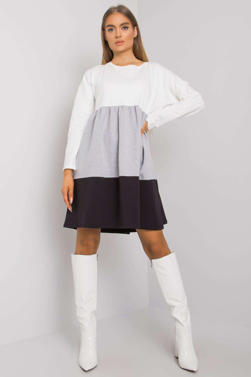 Ecru-šedé bavlněné šaty s dlouhým...