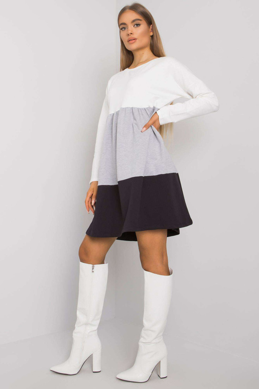 Ecru-šedé bavlněné šaty s dlouhým...