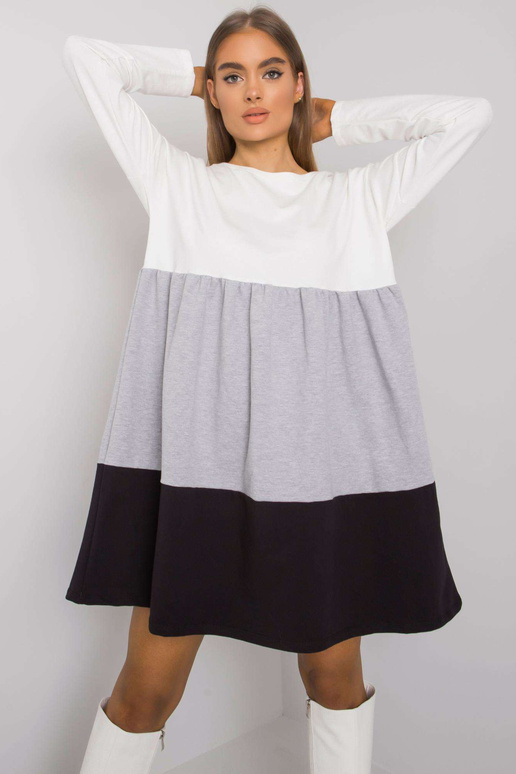 Ecru-šedé bavlněné šaty s dlouhým...