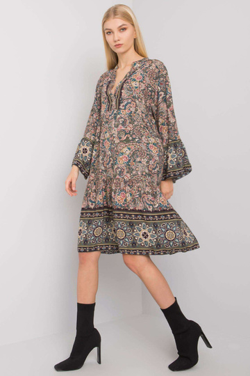 Khaki šaty s volánky...