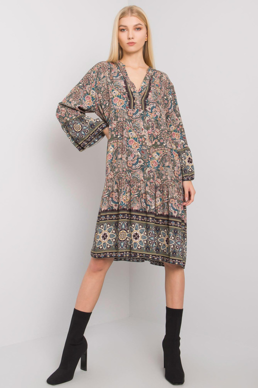 Khaki šaty s volánky Claremont OCH BELLA Khaki šaty s volánky Claremont OCH BELLA