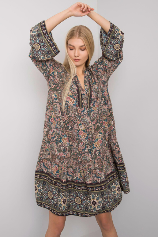 Khaki šaty s volánky Claremont OCH BELLA Khaki šaty s volánky Claremont OCH BELLA