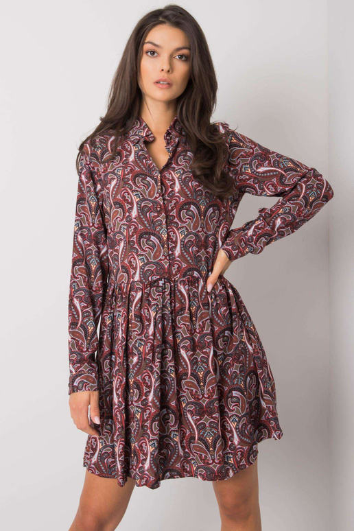 Tmavě hnědé šaty s potiskem Alannah...