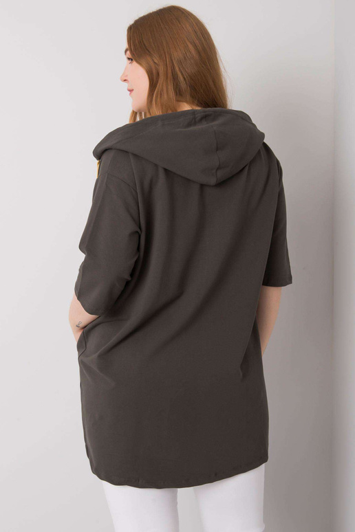 Khaki mikina Lounes Plus Size na zip