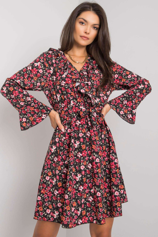 Černočervené šaty s květinami Gracelynn