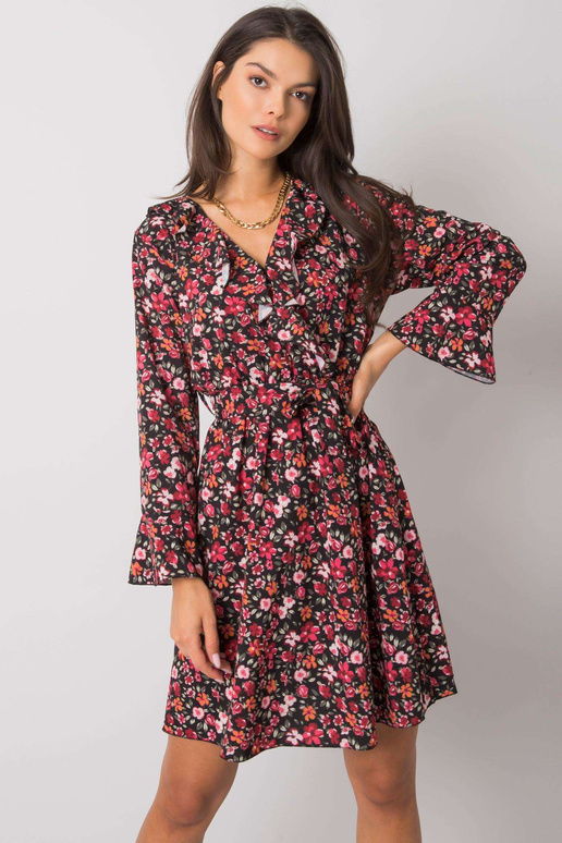 Černočervené šaty s květinami Gracelynn