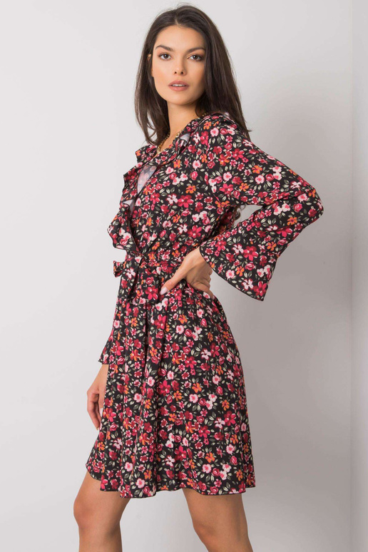 Černočervené šaty s květinami Gracelynn