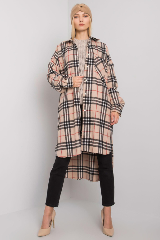 Béžová a černá kostkovaná dlouhá...