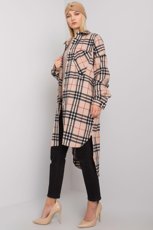 Béžová a černá kostkovaná dlouhá...