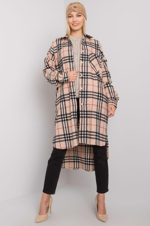 Béžová a černá kostkovaná dlouhá...