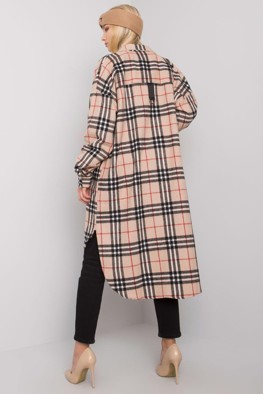 Béžová a černá kostkovaná dlouhá...