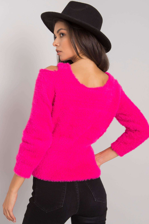 Fuchsiový svetr s průstřihy Leandre...