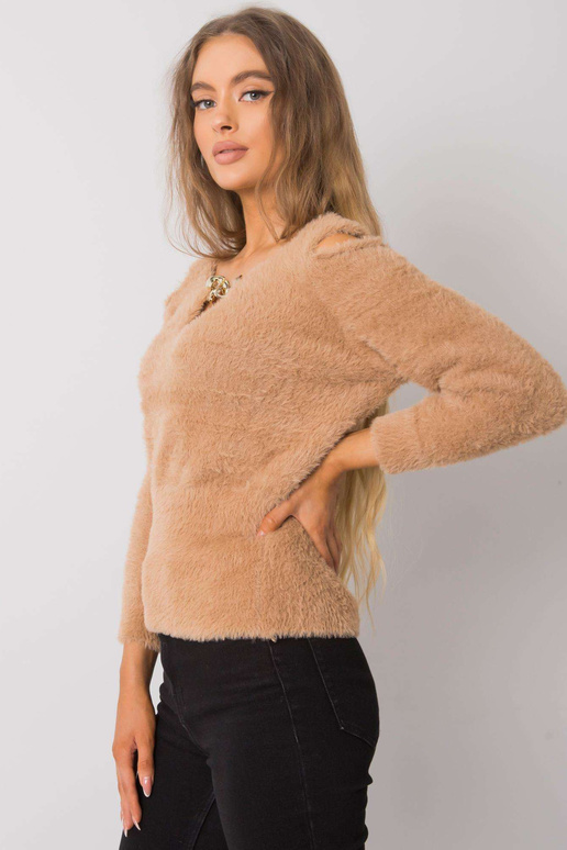 Velbloudí svetr s průstřihy Leandre...