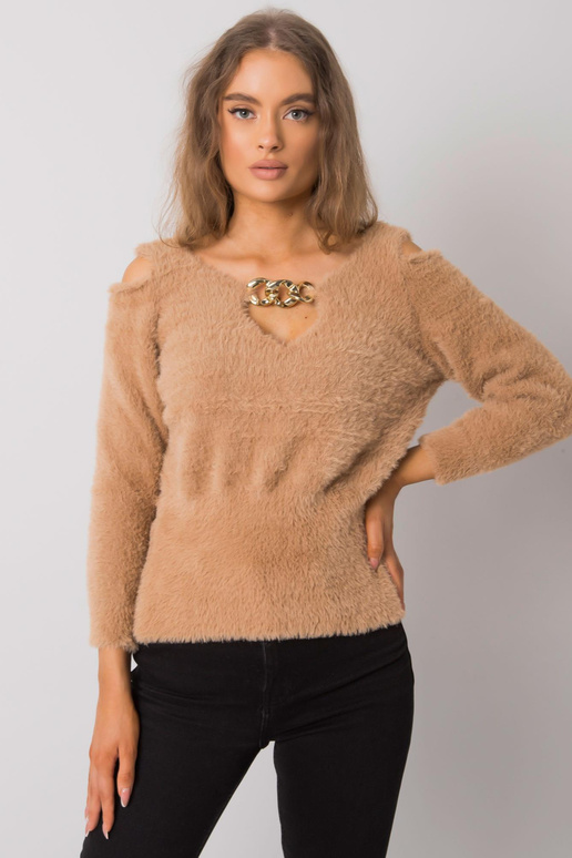 Velbloudí svetr s průstřihy Leandre...