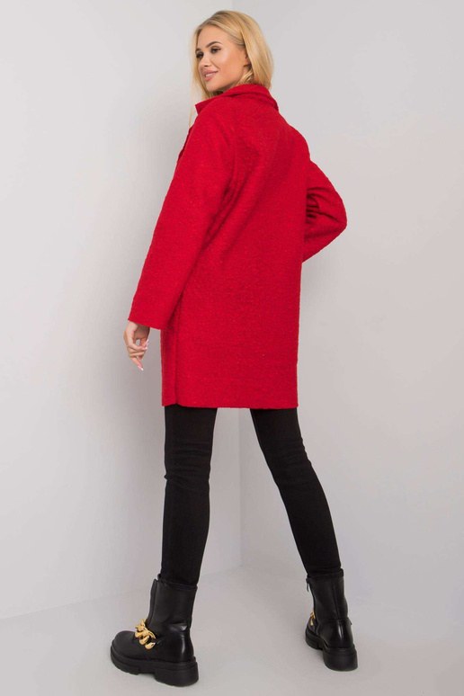 Červený kabát s kapsami Polli OCH BELLA