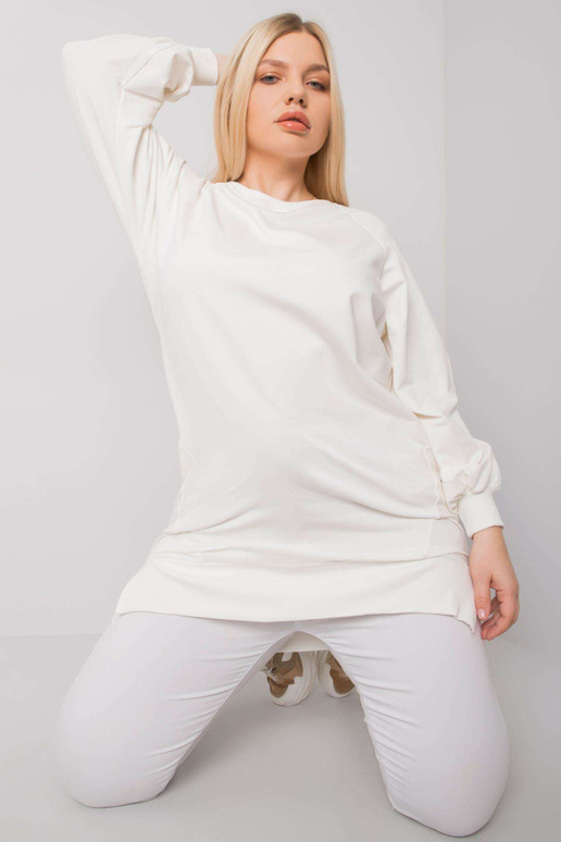 Ecru hladká mikina plus velikosti Toledo