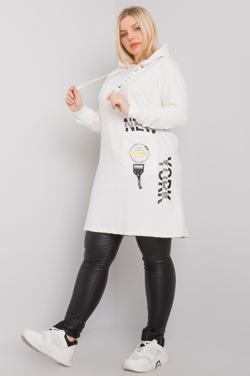 Ecru tunika plus size s kapucí Ashford