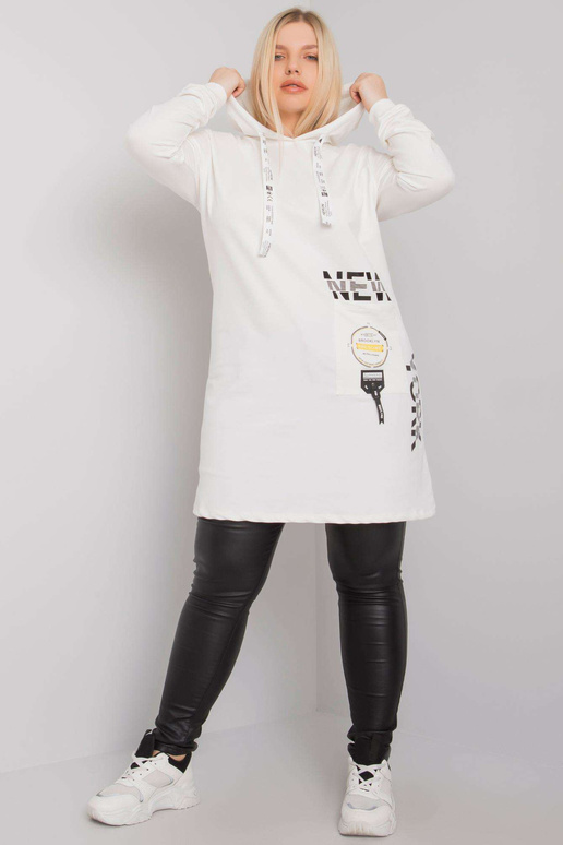 Ecru tunika plus size s kapucí Ashford