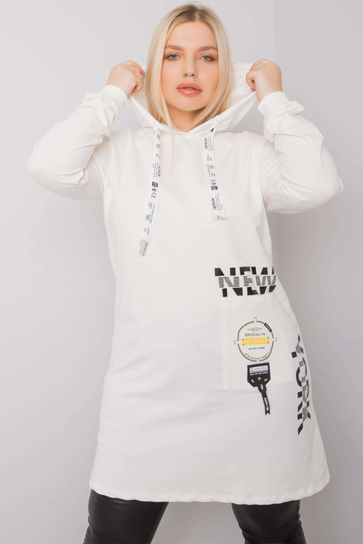 Ecru tunika plus size s kapucí Ashford