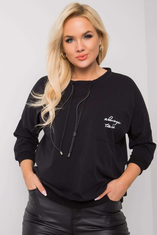 Černá bavlněná mikina Shelly Plus Size