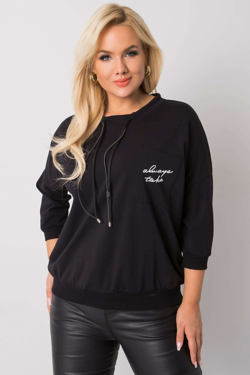 Černá bavlněná mikina Shelly Plus Size