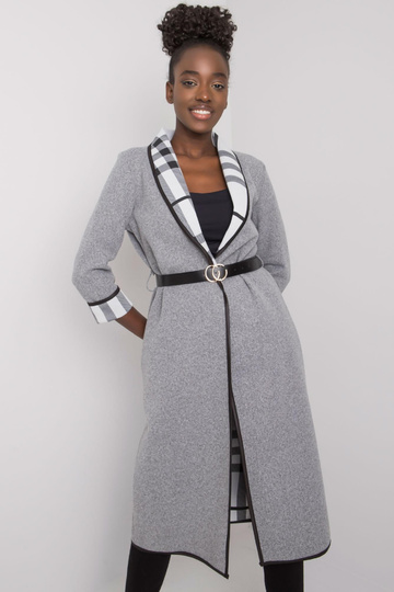 Šedý melanžový kabát s...