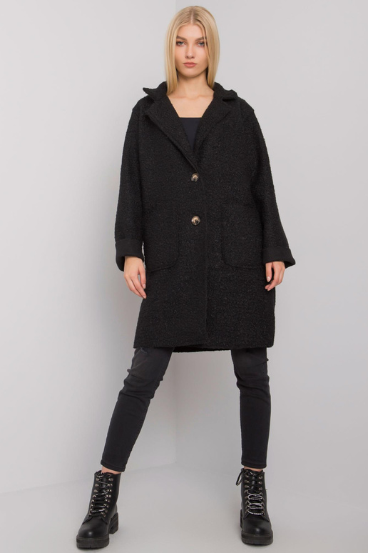 Černý kabát s kapsami Polli OCH BELLA