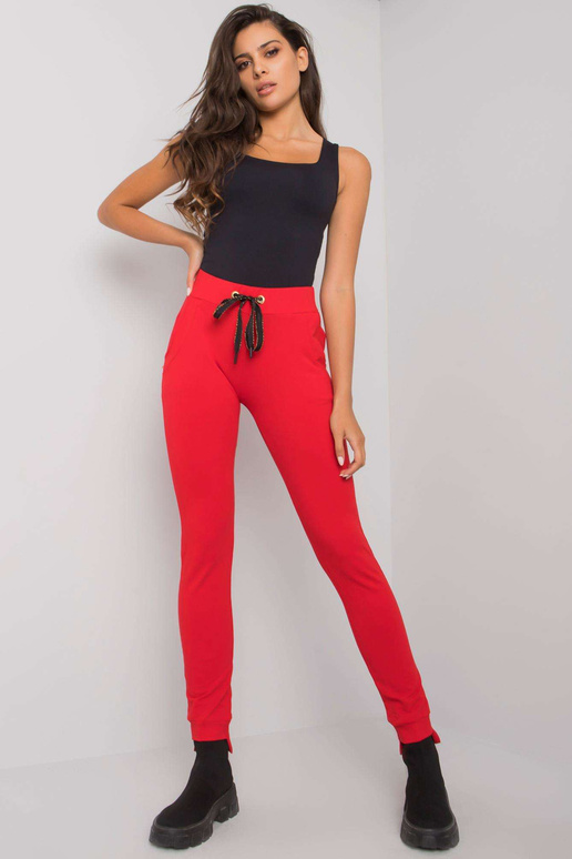 Červené bavlněné tepláky Davina