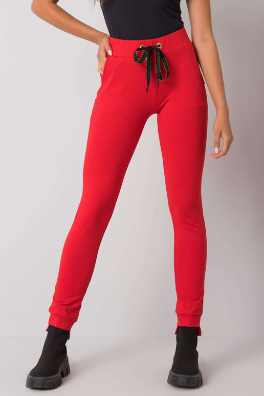 Červené bavlněné tepláky Davina