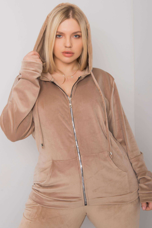 Béžový velur plus size set Michell