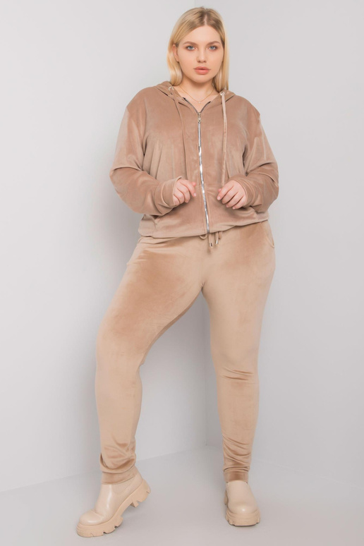 Béžový velur plus size set Michell