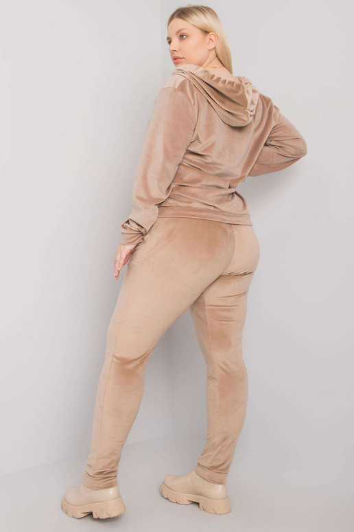 Béžový velur plus size set Michell