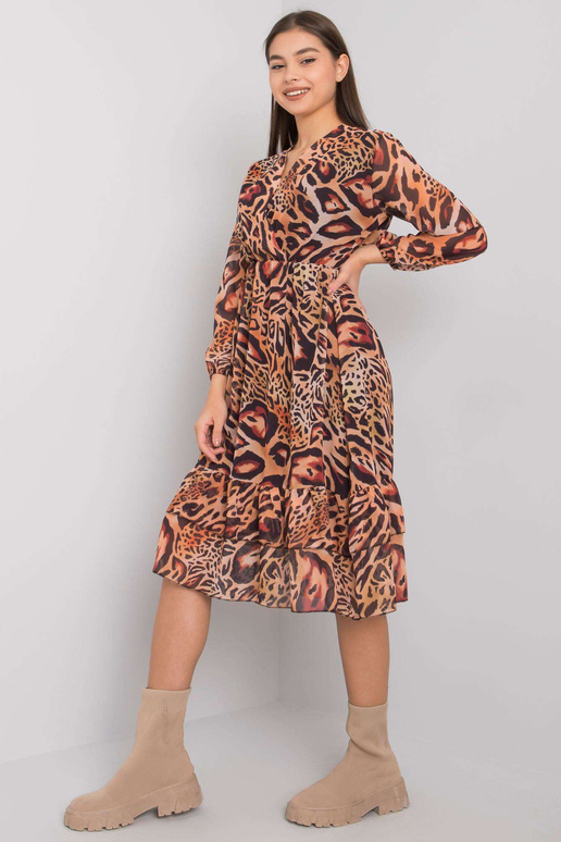 Světle hnědé volánové šaty Darina