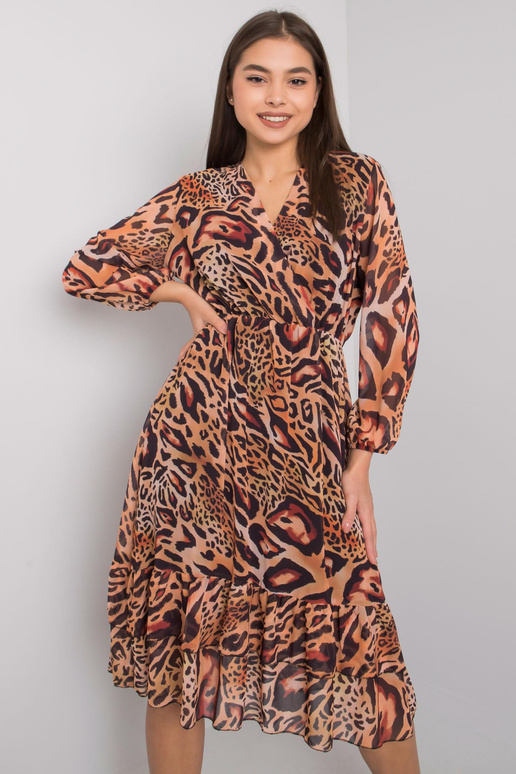 Světle hnědé volánové šaty Darina