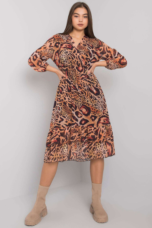 Světle hnědé volánové šaty Darina