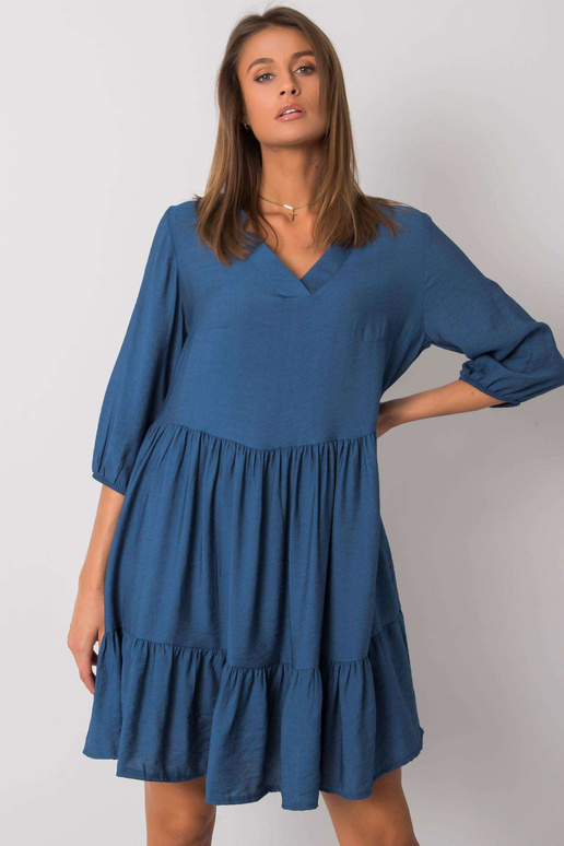 Modré volánové šaty Harlyn