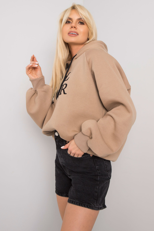 Tmavě béžová zateplená mikina s...