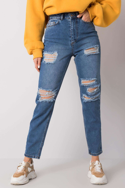 Modré mom fit džíny s dírkami Odette...