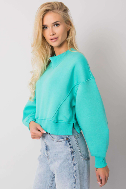Tyrkysová mikina bez kapuce Thilde