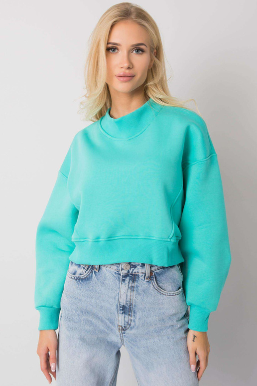 Tyrkysová mikina bez kapuce Thilde