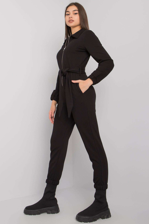 Černý bavlněný overal s páskem Marin Černý bavlněný overal s páskem Marin